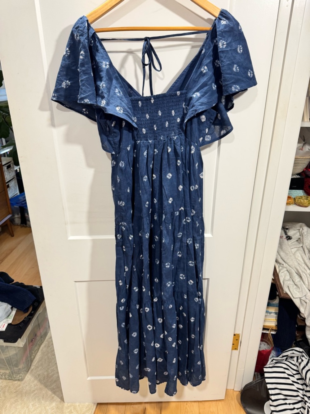 NWT Madewell Navy Blue Floral Flutter Sleeve Dress